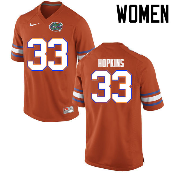 Women Florida Gators #33 Tyriek Hopkins College Football Jerseys Sale-Orange